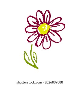 Icon in hand draw style. Drawing with wax crayons, children's creativity