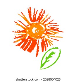 Icon in hand draw style. Drawing with wax crayons, children's creativity