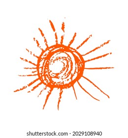 Das Symbol in der Hand zeichnet den Stil. Zeichnen mit Wachskräften, Kreativität von Kindern