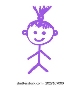Icono en estilo de dibujo a mano. Dibujando con lápices de cera, creatividad de los niños