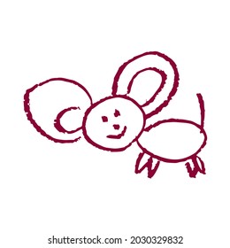 Icono en estilo de dibujo a mano. Dibujando con lápices de cera, creatividad de los niños