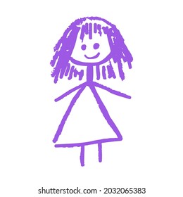 Icon in hand draw style. Drawing with wax crayons, children's creativity