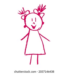 Icono en estilo de dibujo a mano. Dibujando con lápices de cera, creatividad de los niños