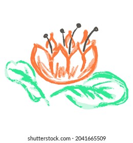 Icon in hand draw style. Drawing with wax crayons, children's creativity