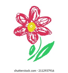 Icono en estilo de dibujo a mano. Dibujando con lápices de cera, creatividad de los niños