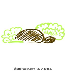 Icon in hand draw style. Drawing with wax crayons, children's creativity