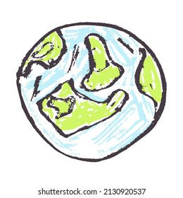 Icon in hand draw style. Drawing with wax crayons, children's creativity