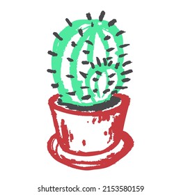 Icon in hand draw style. Drawing with wax crayons, children's creativity