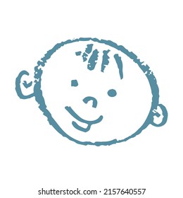 Icon in hand draw style. Drawing with wax crayons, children's creativity