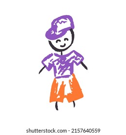 Icono en estilo de dibujo a mano. Dibujando con lápices de cera, creatividad de los niños
