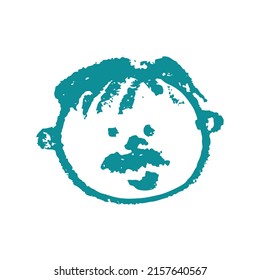 Icono en estilo de dibujo a mano. Dibujando con lápices de cera, creatividad de los niños