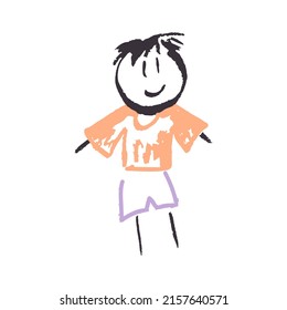 Icono en estilo de dibujo a mano. Dibujando con lápices de cera, creatividad de los niños