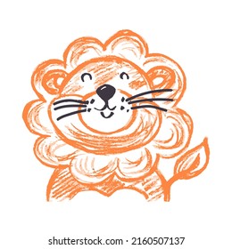 Icon in hand draw style. Drawing with wax crayons, children's creativity