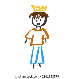 Icono en estilo de dibujo a mano. Dibujando con lápices de cera, creatividad de los niños