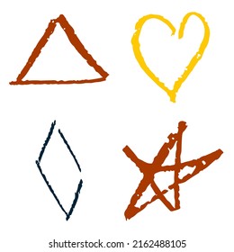 Icon in hand draw style. Drawing with wax crayons, children's creativity