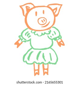 Icon in hand draw style. Drawing with wax crayons, children's creativity