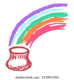 Icon in hand draw style. Drawing with wax crayons, children's creativity