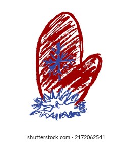 Icon in hand draw style. Drawing with wax crayons, children's creativity