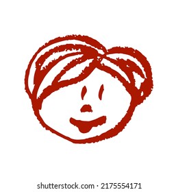 Icono en estilo de dibujo a mano. Dibujando con lápices de cera, creatividad de los niños