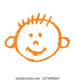 Icon in hand draw style. Drawing with wax crayons, children's creativity