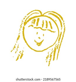 Icon in hand draw style. Drawing with wax crayons, children's creativity