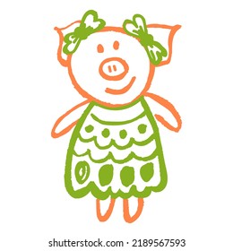 Icon in hand draw style. Drawing with wax crayons, children's creativity