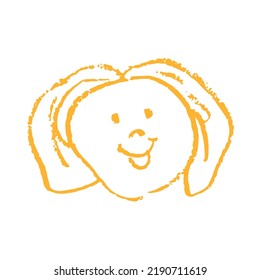 Icono en estilo de dibujo a mano. Dibujando con lápices de cera, creatividad de los niños