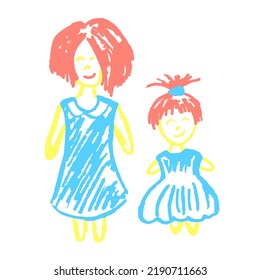 Icon in hand draw style. Drawing with wax crayons, children's creativity