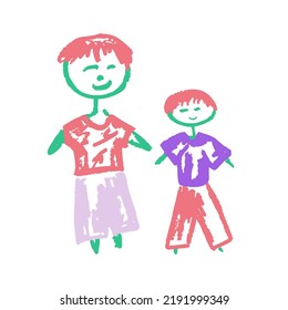 Das Symbol in der Hand zeichnet den Stil. Zeichnen mit Wachskräften, Kreativität von Kindern