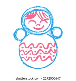 Icon in hand draw style. Drawing with wax crayons, children's creativity