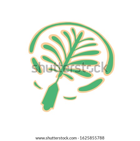 icon hand drawing of palm tree artificial island in Dubai, United Arab Emirates, Middle East, vector illustration
