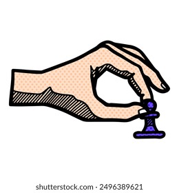 Icon hand drawn halftone color vector illustration