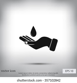 Icon of hand drop of water