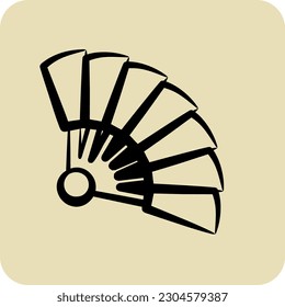 Icon Hand Fan. suitable for Japanese symbol. hand drawn style. simple design editable. design template