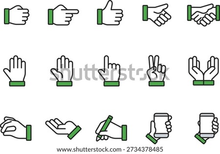 icon, hand, gesture, pointing, like, good, handshake, support, grab, tap, touch, raise hand, hold, scissors, pick, write, support, grasp, symbol, vector, sign