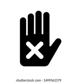Icon / hand gesture with a stop sign. Vector illustration, flat, black on a white background,