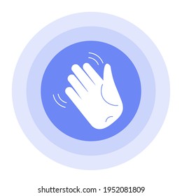 An icon with a hand greeting an emotion. Waving hand gesture icon.