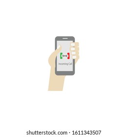 Icon hand hold smart phone. Vecter illustration