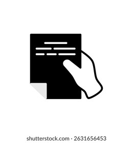 ícone de mão segurando documento, estilo simples plana, ilustração, símbolo de logotipo símbolo pictograma modelo, para ui ou ux isolado em branco para aplicativo móvel, editável