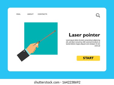 Icon of hand holding laser pointer. Teacher, guide, presentation. Cat care concept. Can be used for topics like education, business, pet care