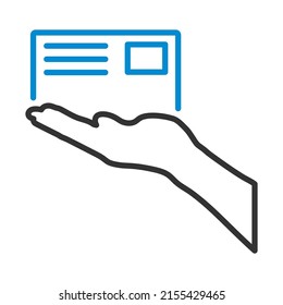 Icon Of Hand Holding Letter. Editable Bold Outline With Color Fill Design. Vector Illustration.