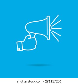 Icon of manâ??s hand holding megaphone