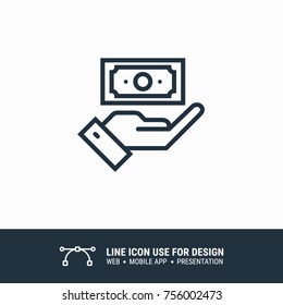 Icon Hand Holding Money graphic design single icon vector illustration