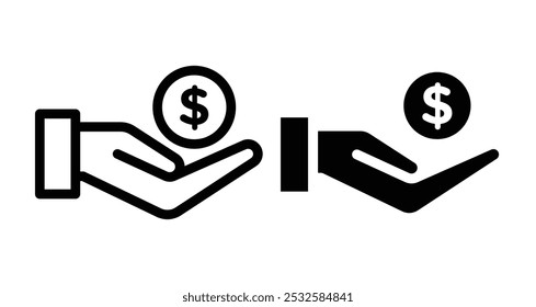 Symbol einer Hand, die Geld hält und Zahlungen, Transaktionen oder Finanzen symbolisiert.
