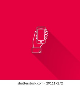 Icon of manâ??s hand holding smartphone