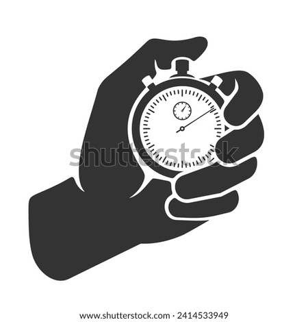 Icon of Hand Holding Stopwatch. Deadline, Punctuality, Time Management, Productivity and Optimization Concept