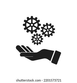Icono de una mano que contiene una actualización del sistema. Ilustración del vector