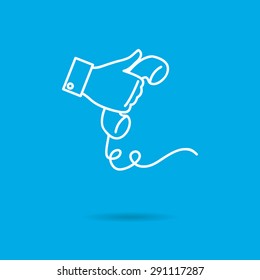 Icon of manâ??s hand holding telephone receiver