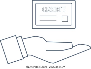 Un icono de una mano que hace un pago con una tarjeta de crédito