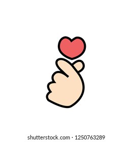 Icon of hand making small heart sign, vector 